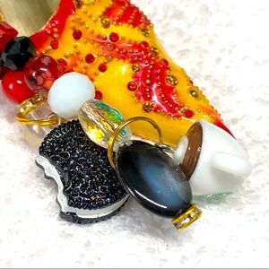 Oreo cookie and Starbucks coffee zipper pull or purse bling/keychain